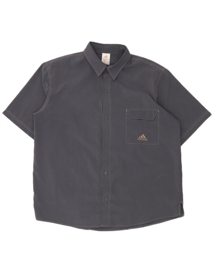 Camicia a maniche corte da uomo ADIDAS UK 46/48 XL Poliestere blu navy