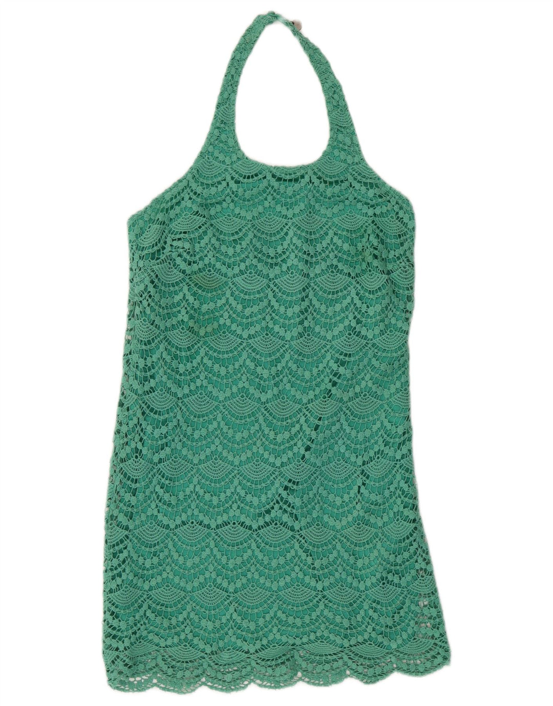 GUESS Abito da donna con scollo all'americana in pizzo UK 4 XS Verde cotone
