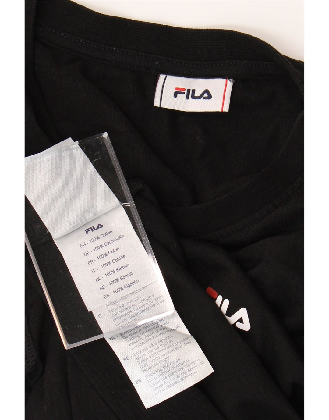 FILA Mens Graphic T-Shirt Top Medium Black Cotton