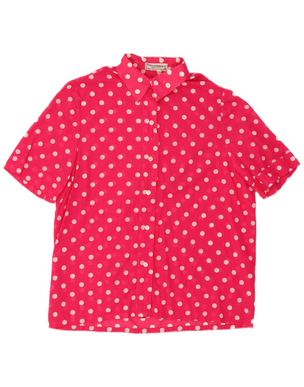 Camicia a maniche corte da donna Guarnera UK 16 grande cotone rosa a pois