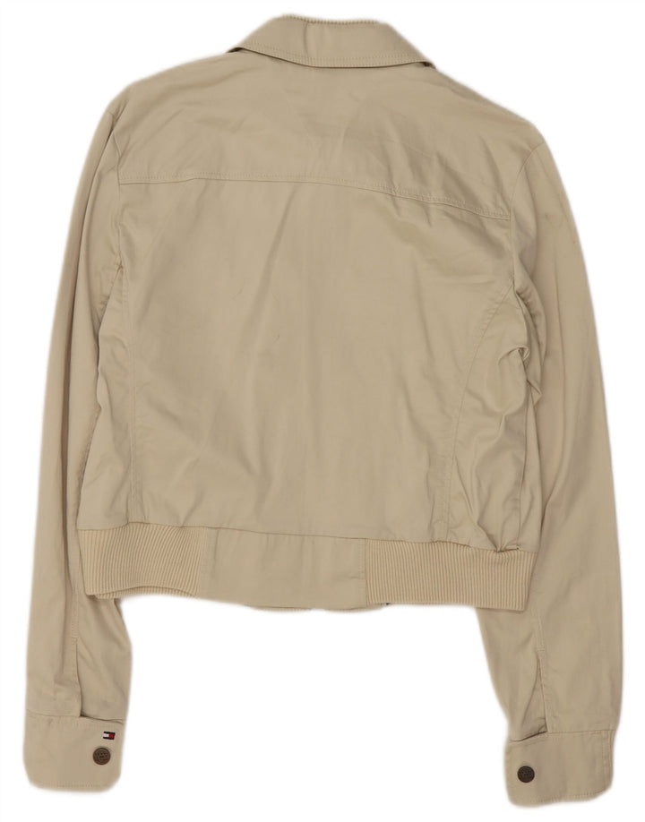 Giubbotto bomber corto da donna Tommy Hilfiger UK 16 grande cotone beige
