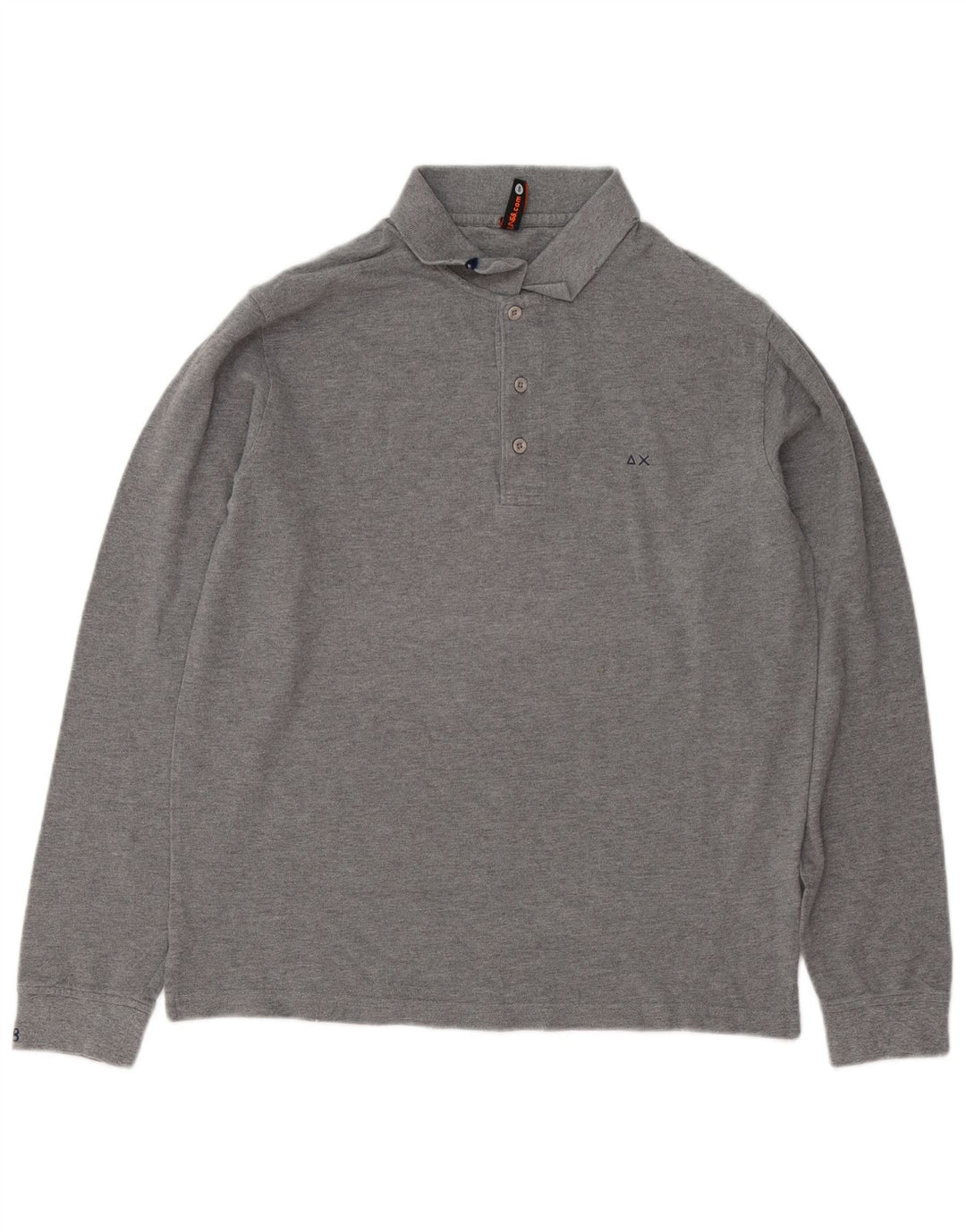 Polo da uomo a maniche lunghe Sun68 grande in cotone grigio