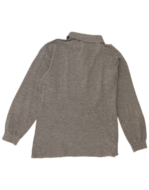 Polo da uomo a maniche lunghe Lacoste taglia 4 in cotone mélange grigio medio