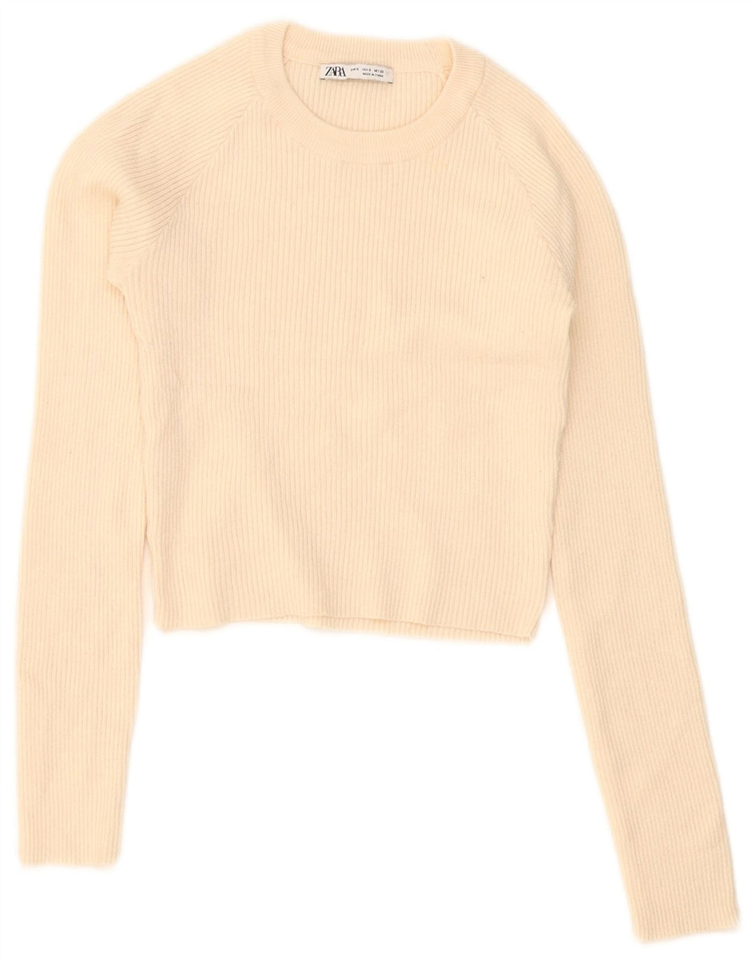 Top corto da donna Zara a maniche lunghe UK 8 Small Beige