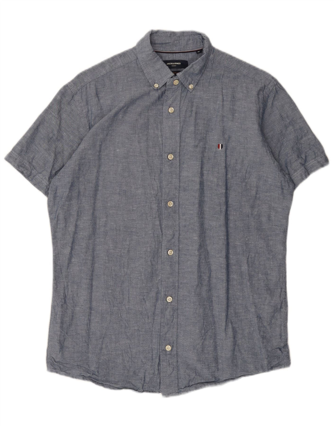 Camicia a maniche corte da uomo Jack & Jones in cotone blu medio