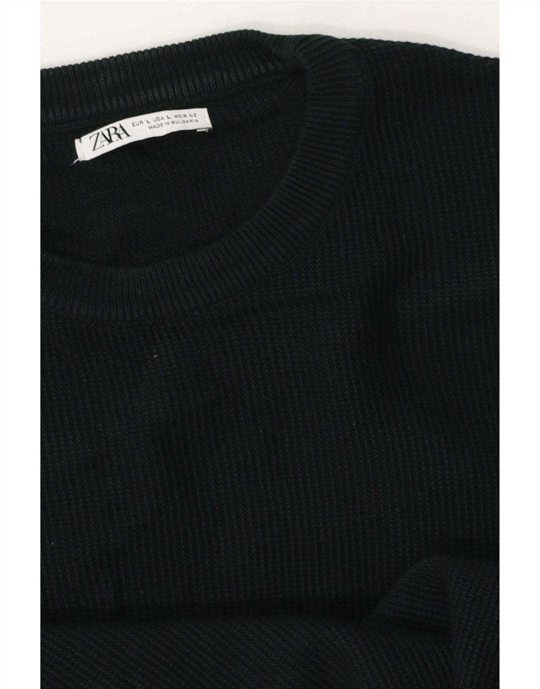 Maglione maglione girocollo da uomo Zara grande in cotone nero