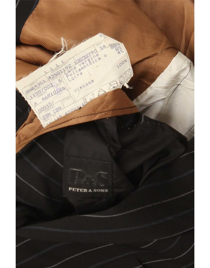 Giacca blazer da uomo a 3 bottoni Peter & Sons IT 54 2XL Lana a righe nere