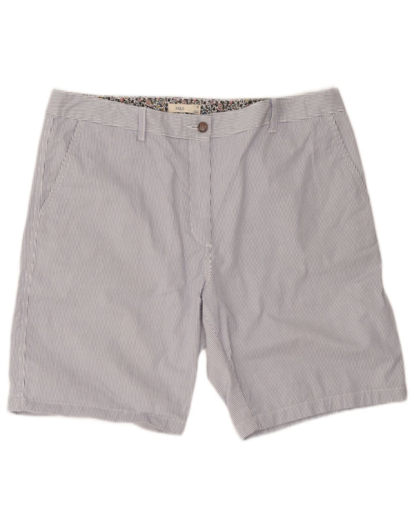 Pantaloncini chino da donna Marks & Spencer UK 18 XL W40 cotone gessato blu