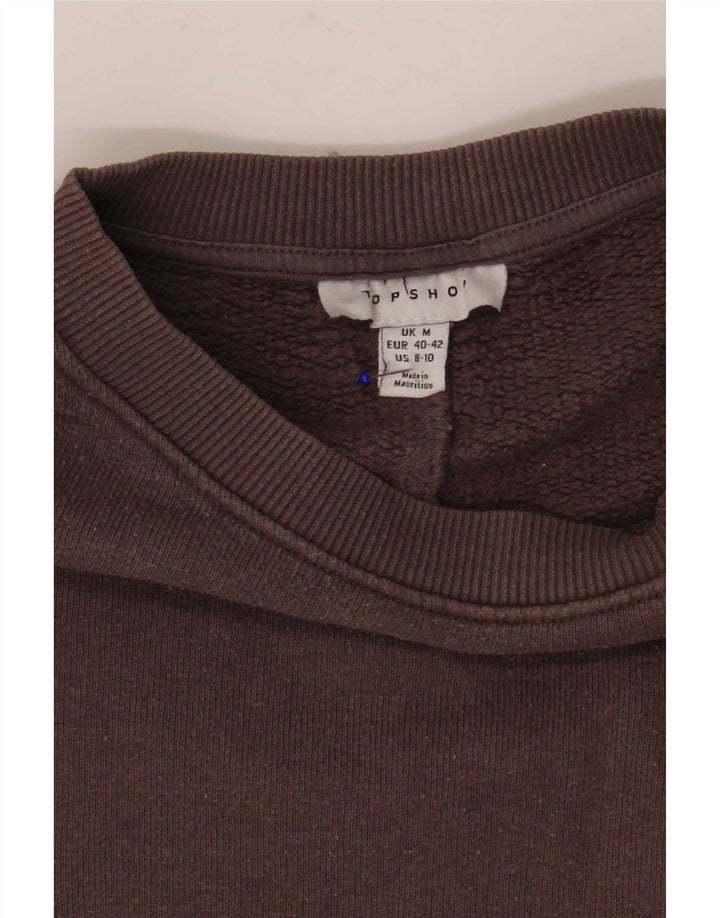 Topshop Donna Crop Felpa Oversize Maglione UK 14 Cotone Grigio Medio