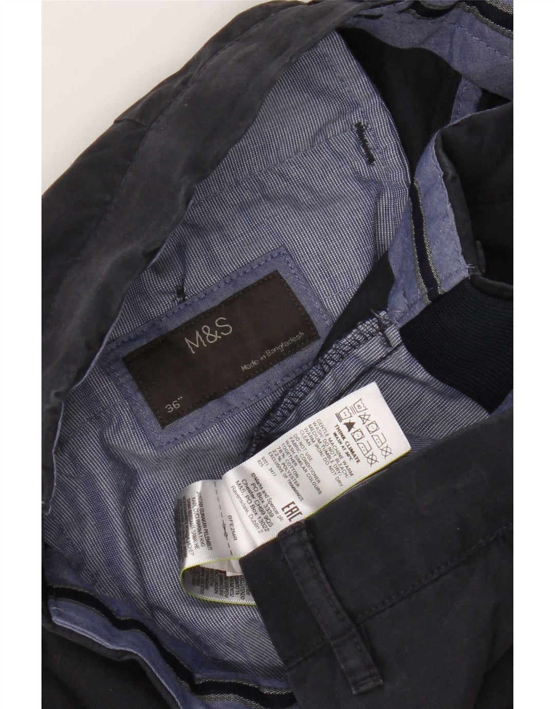 Pantaloncini chino da uomo Marks & Spencer W36 grandi in cotone blu navy