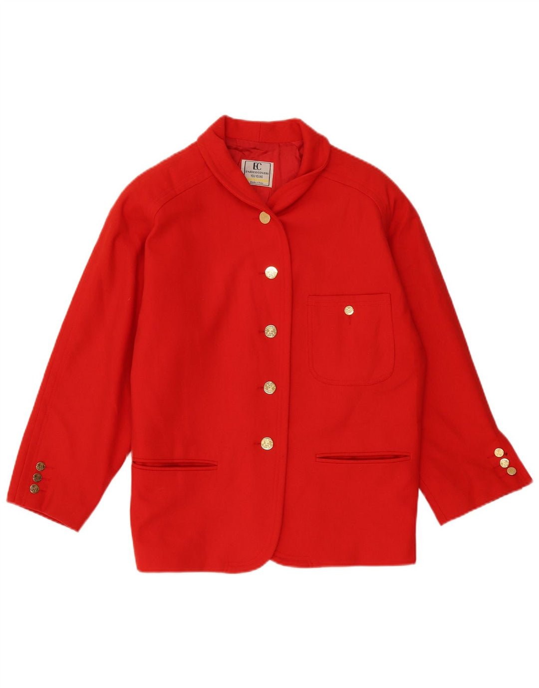 Enrico Coveri Giacca da donna oversize a 5 bottoni da donna UK 10 piccola in lana rossa