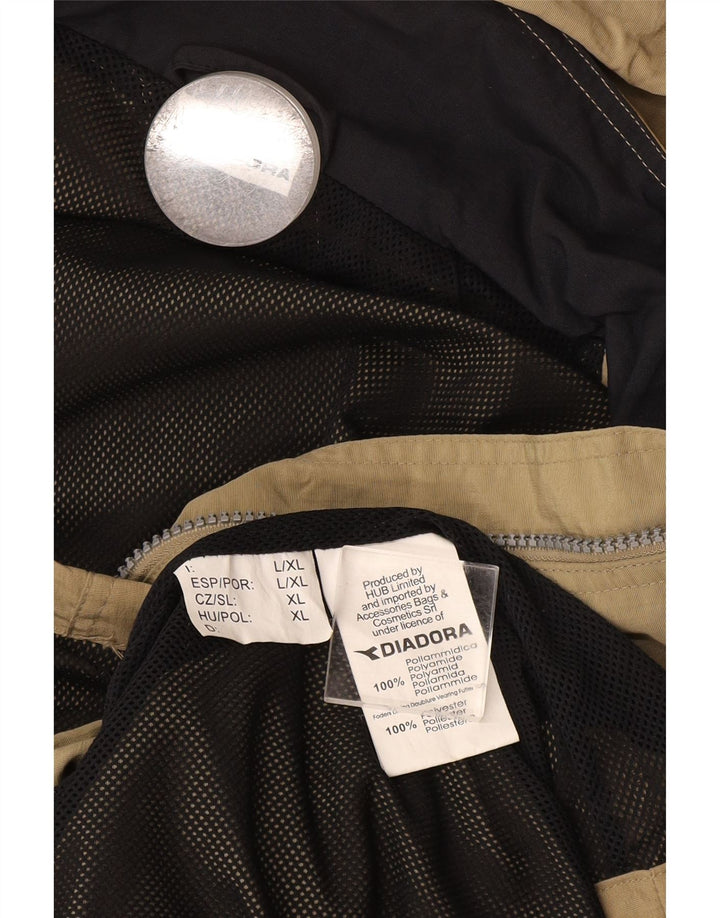 Giacca antipioggia da uomo Diadora vestibilità ampia con cappuccio UK 40 Large Beige Poliammide