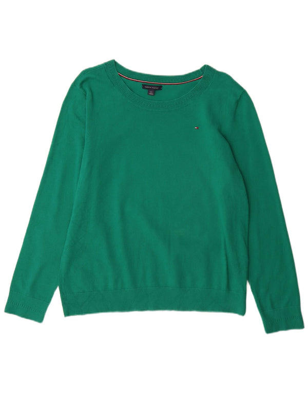 Maglione maglione con scollo a barca da donna Tommy Hilfiger UK 16 grande cotone verde