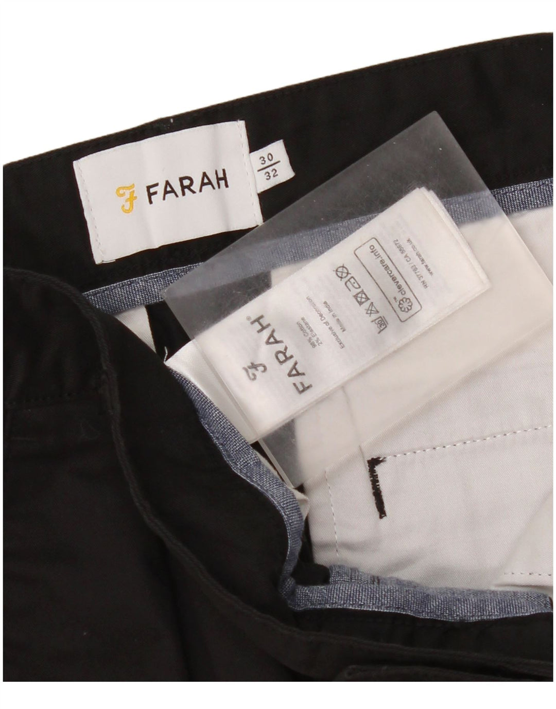 Pantaloni Cropped Uomo Farah W30 L24 Cotone Nero