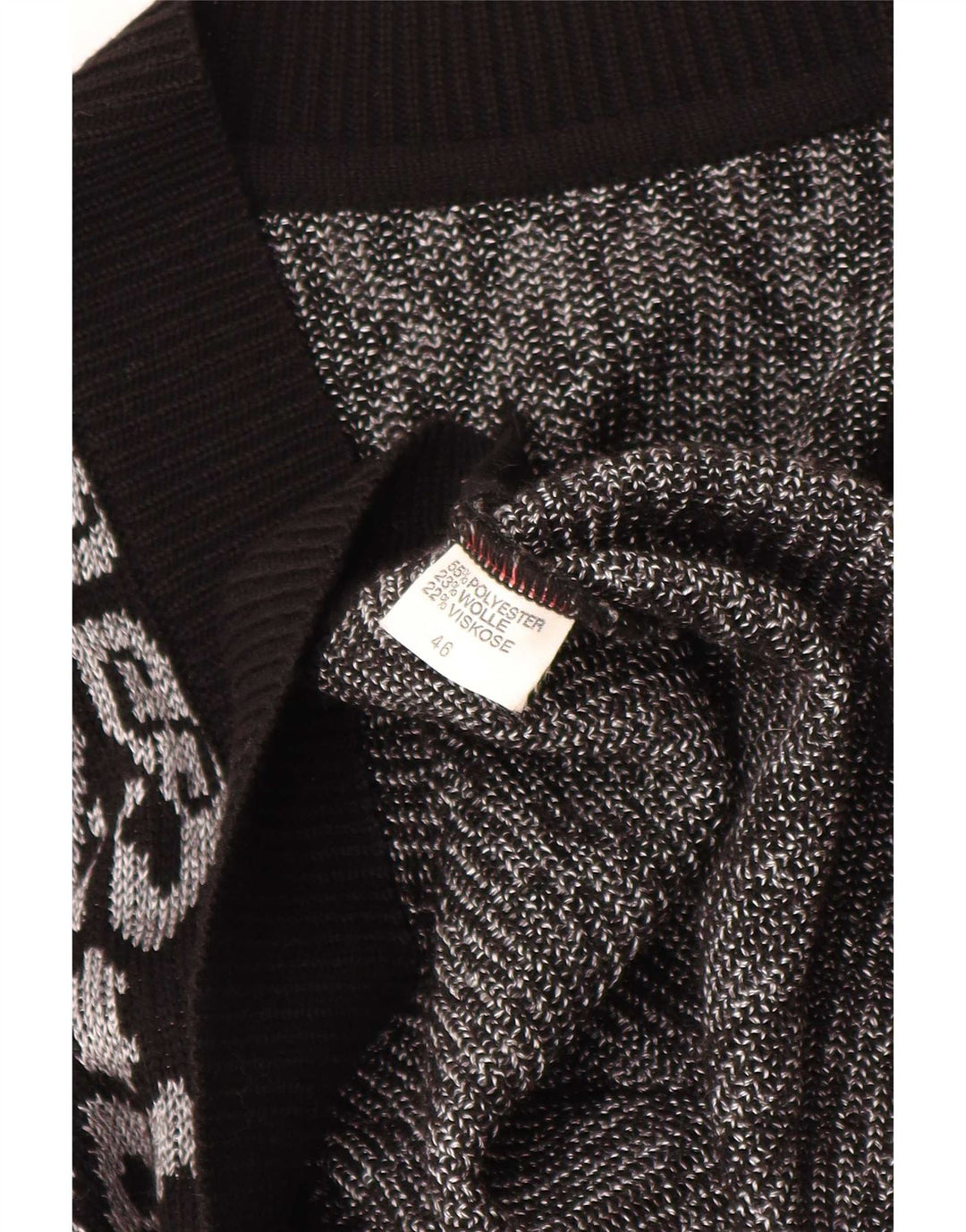 Canottiera vintage da donna EU 46 XL Poliestere Fair Isle nero