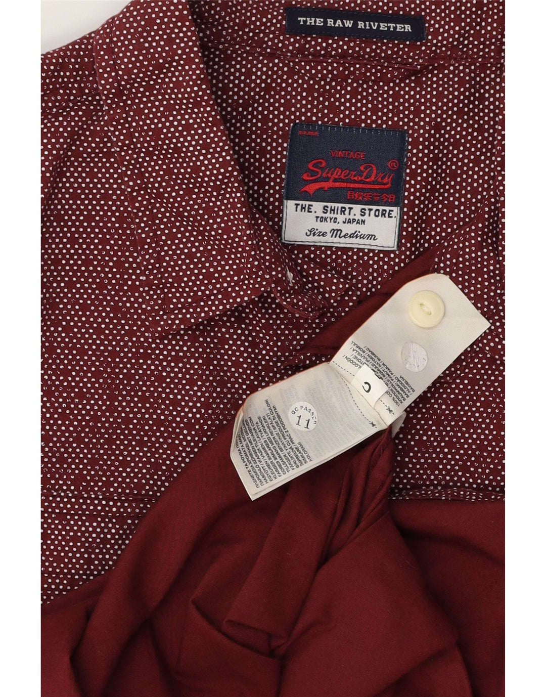 Camicia da uomo SUPERDRY in cotone maculato bordeaux medio