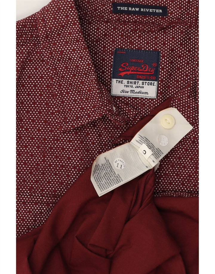 Camicia da uomo SUPERDRY in cotone maculato bordeaux medio