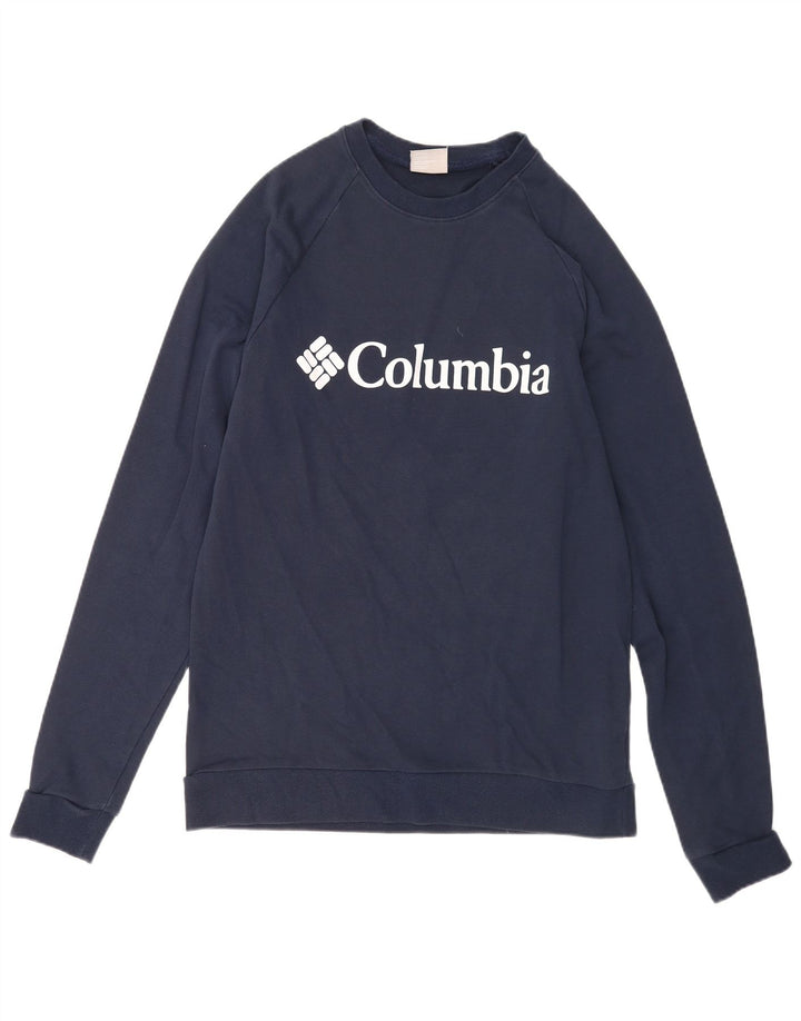 Felpa grafica da uomo Columbia, maglione grande, cotone blu navy