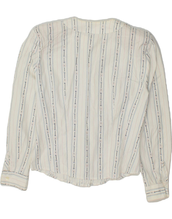 Camicetta da donna VINTAGE UK 12 Cotone a righe bianche medie