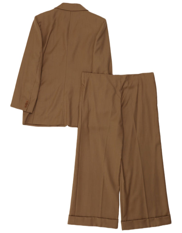 Byblos Abito da Donna in 2 Pezzi a 3 Bottoni IT 46 Large W36 L27 Kaki Gessato