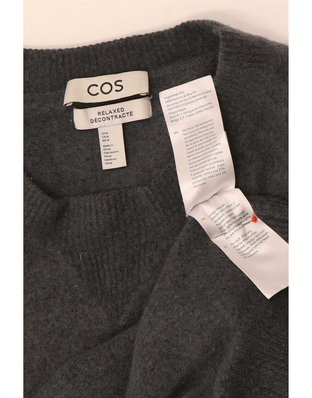 Maglione maglione girocollo vestibilità comoda da donna Cos UK 14 Grigio medio