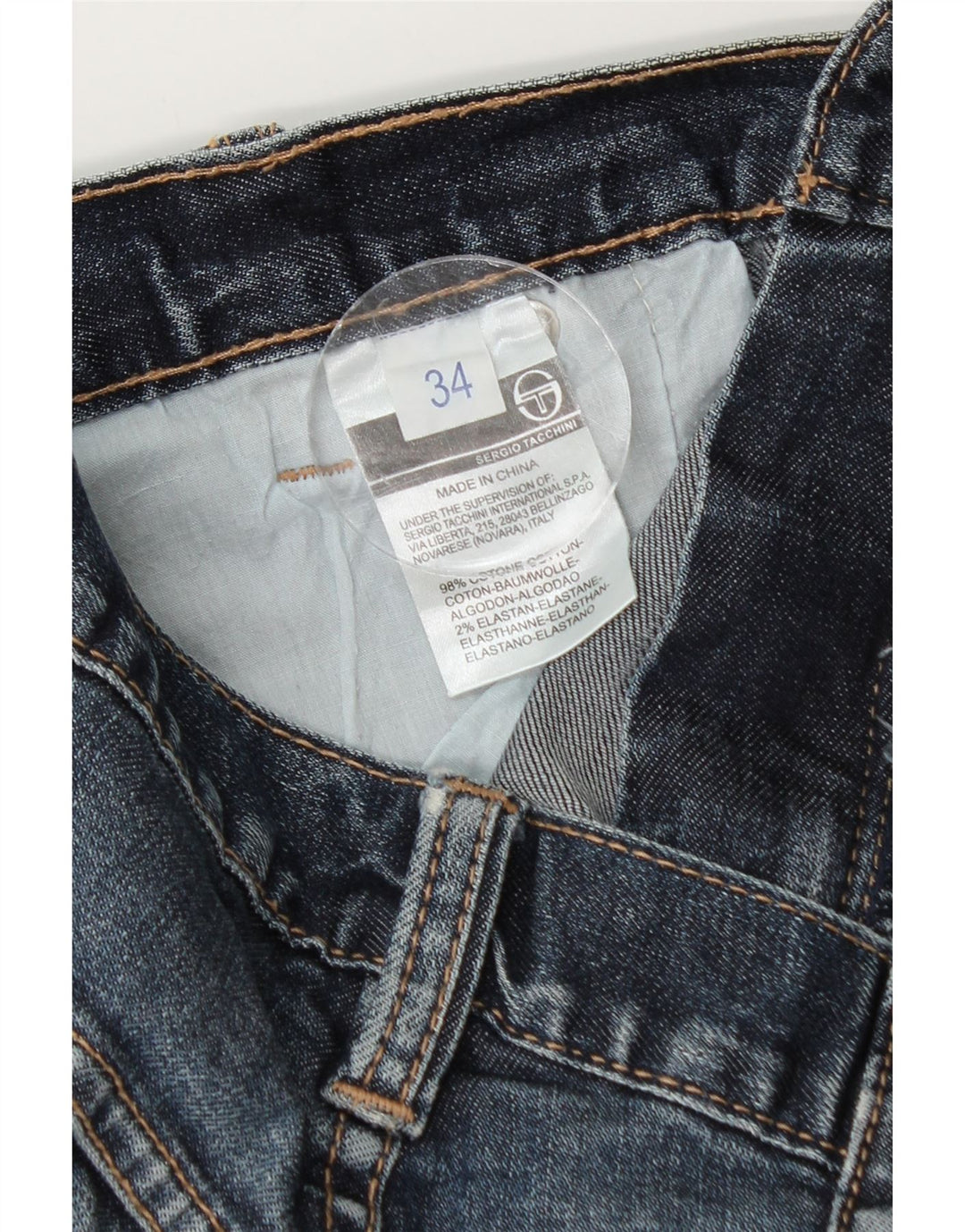 SERGIO TACCHINI Jeans dritti da uomo W34 L34 Blu Cotone