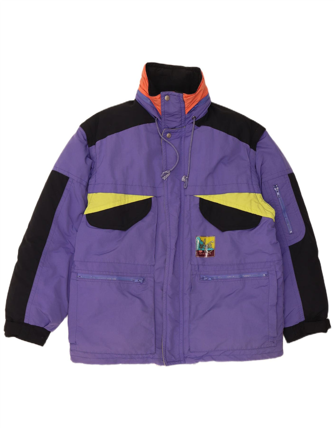 Giacca imbottita da uomo vintage UK 40 grande poliammide color block viola
