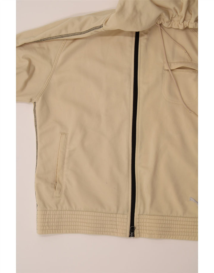 PUMA Womens Zip Hoodie Sweater UK 14 Large Beige Polyester Vintage Puma and Second-Hand Puma from Messina Hembry 