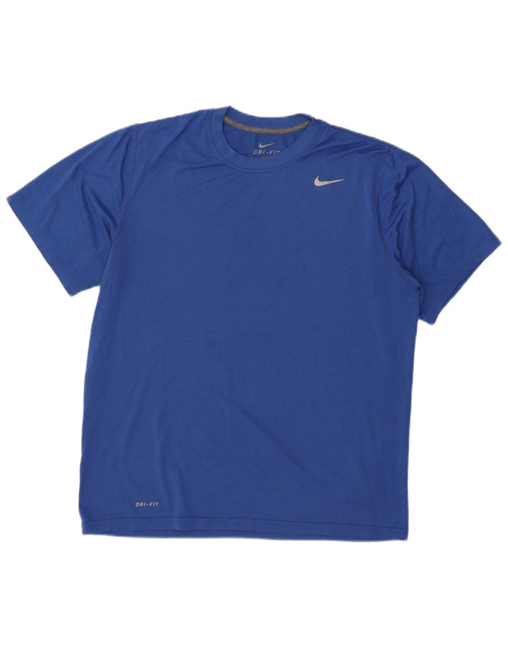 T-shirt da uomo Nike Dri Fit Top UK 42/44 Large Blu Poliestere
