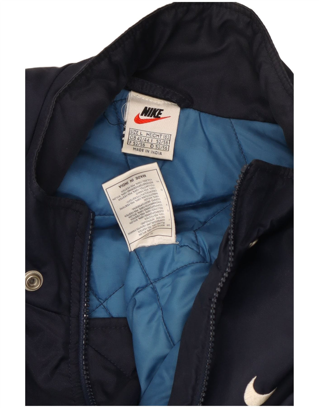 Giacca a vento grafica da uomo Nike UK 42/44 grande nylon blu navy