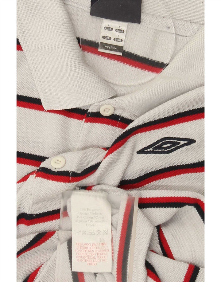 Umbro Polo da uomo grande in poliestere a righe bianche
