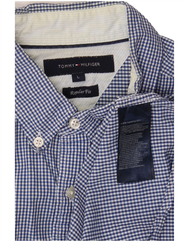 TOMMY HILFIGER Camicia da uomo vestibilità regolare grande cotone a quadretti blu
