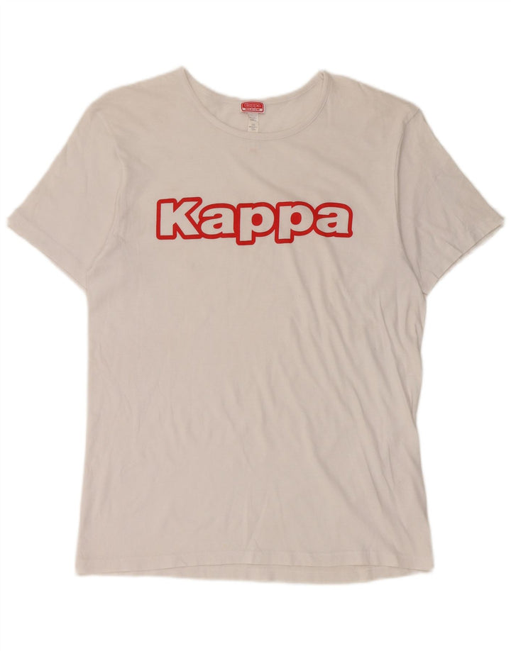 T-shirt grafica da donna Kappa Top UK 14 cotone bianco medio