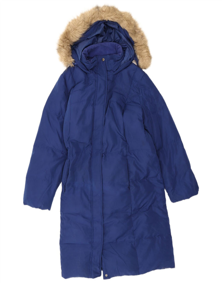 Cappotto imbottito con cappuccio da donna Marks & Spencer UK 18 XL poliestere blu