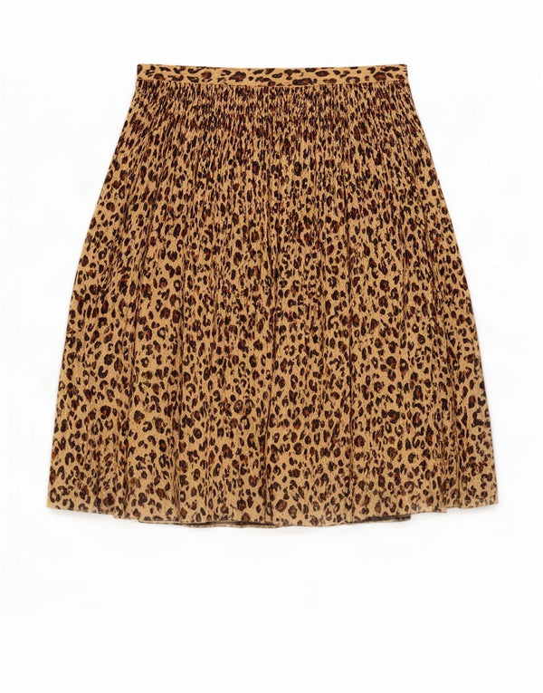 Gonna a trapezio da donna Marks & Spencer UK 12 media W30 beige stampa animalier
