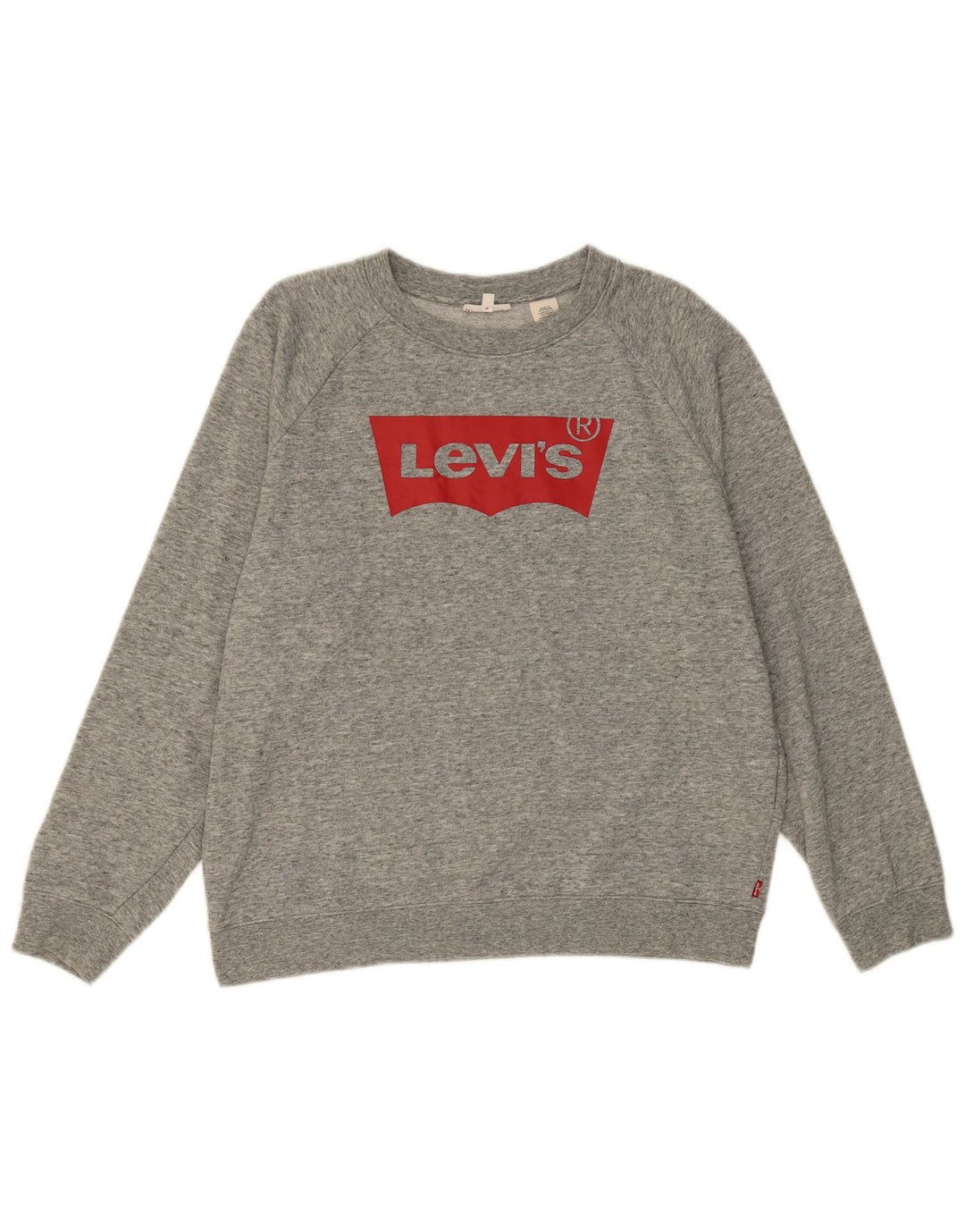 LEVI'S Womens Graphic Sweatshirt Jumper UK 16 Large Grey Flecked Cotton