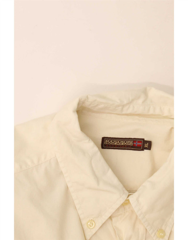 Camicia grafica da uomo Napapijri XL bianco sporco