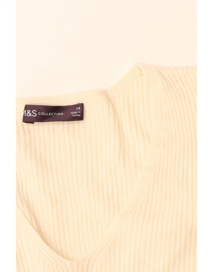 Maglione maglione con scollo a V da donna Marks & Spencer UK 14 medio bianco sporco