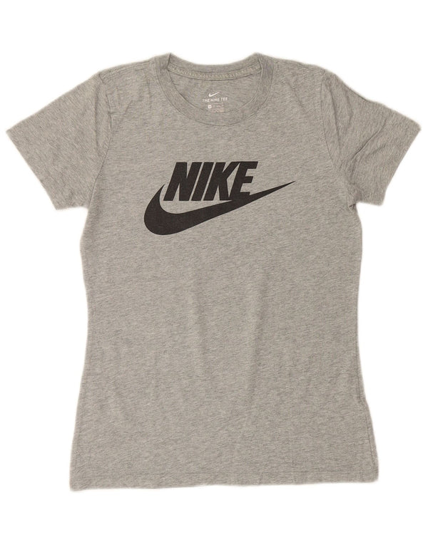 T-shirt grafica da donna NIKE Top UK 6 XS cotone chiazzato grigio