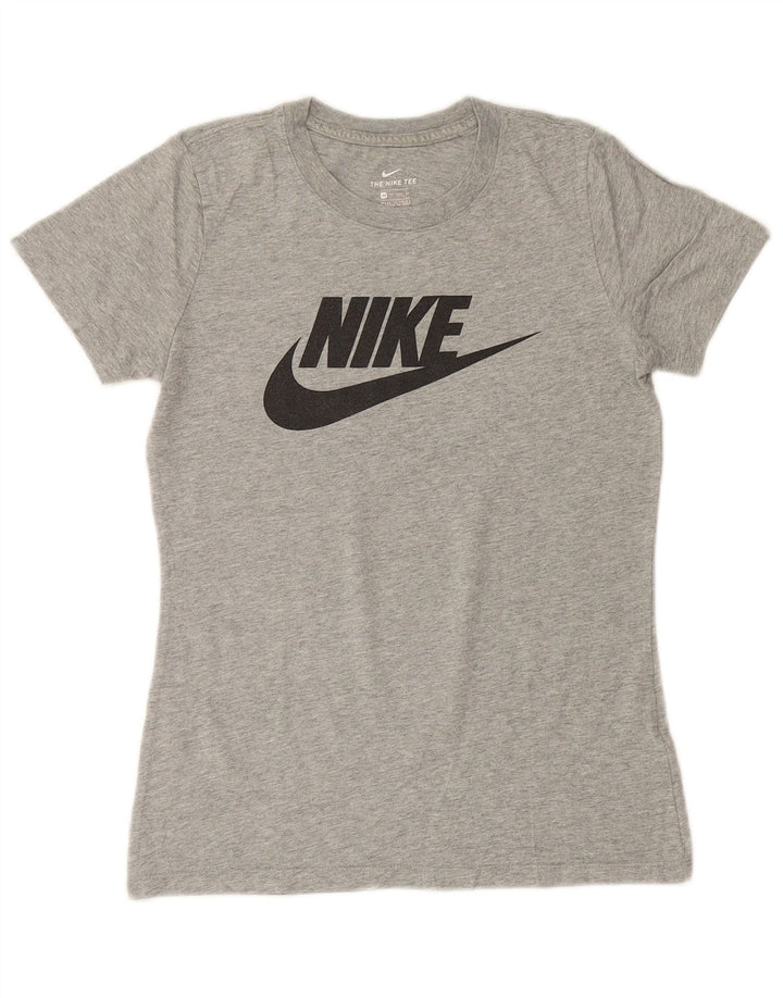 T-shirt grafica da donna NIKE Top UK 6 XS cotone chiazzato grigio