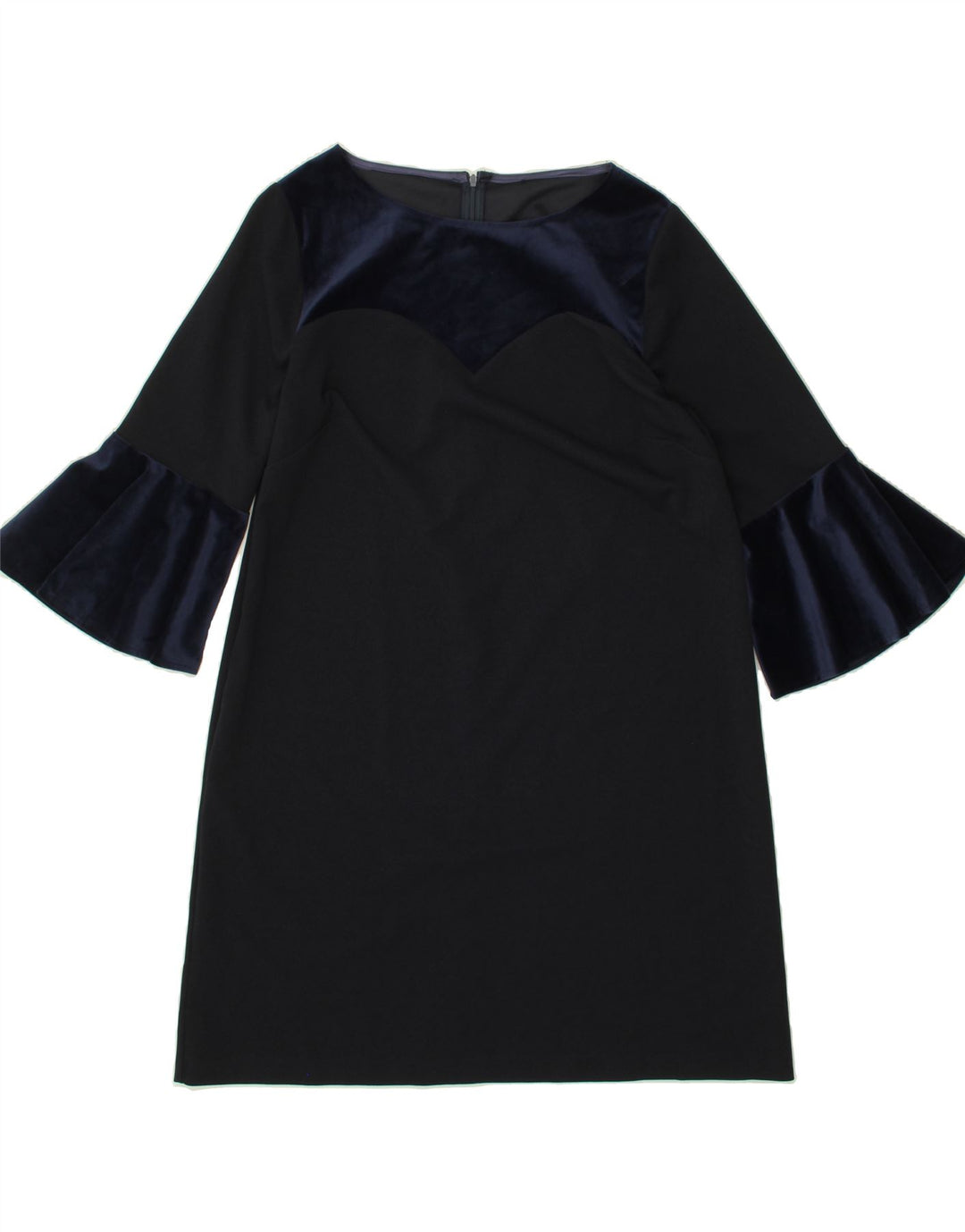 VINTAGE Womens 3/4 Sleeve Basic Dress UK 14 Medium Navy Blue Vintage Vintage and Second-Hand Vintage from Messina Hembry 