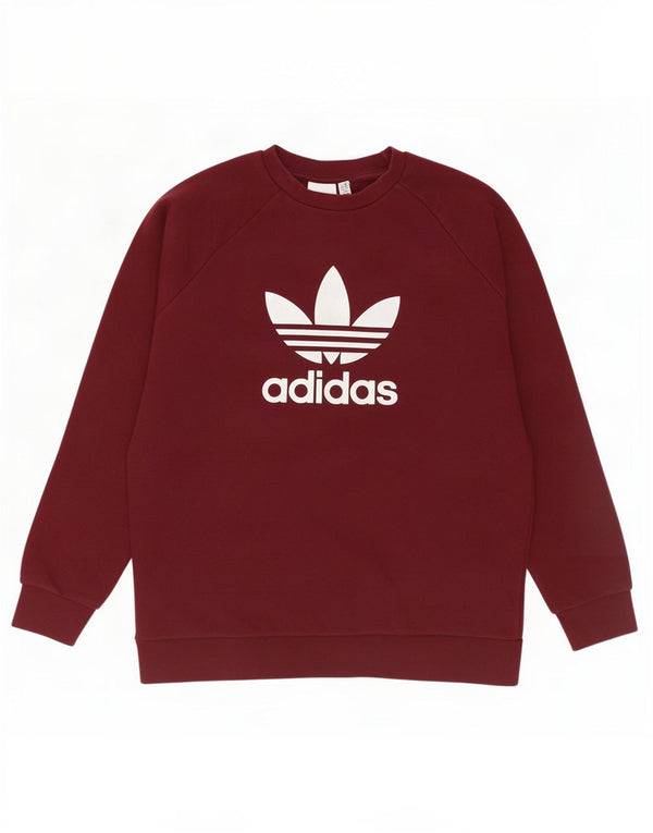 Felpa grafica da uomo Adidas Maglione grande in cotone bordeaux