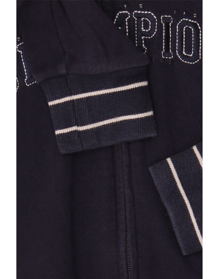Maglione con cappuccio e zip grafica da donna CHAMPION UK 16 Large in cotone blu navy