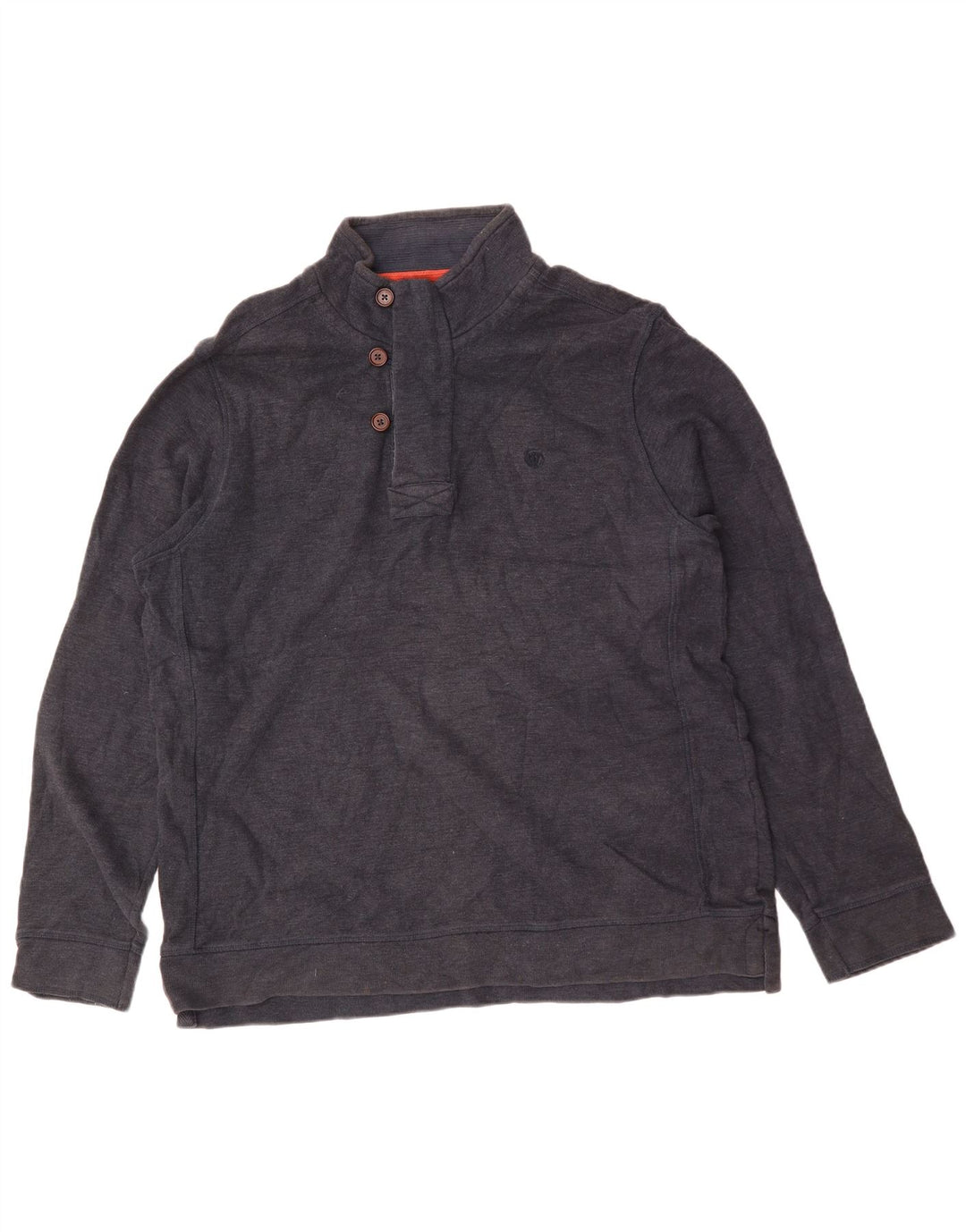 FAT FACE Felpa da uomo con collo abbottonato Maglione XL Cotone blu navy