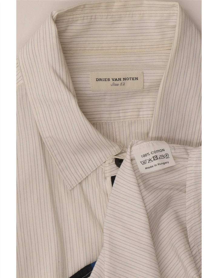 Camicia da uomo Dries Van Noten IT 52 Large cotone gessato bianco