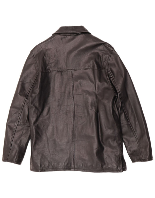 Giacca in pelle da uomo Lavorazione Artigiana UK 40 Large in pelle nera