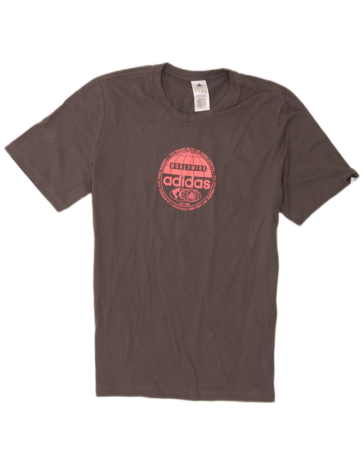 T-shirt grafica da uomo Adidas Top grande in cotone grigio