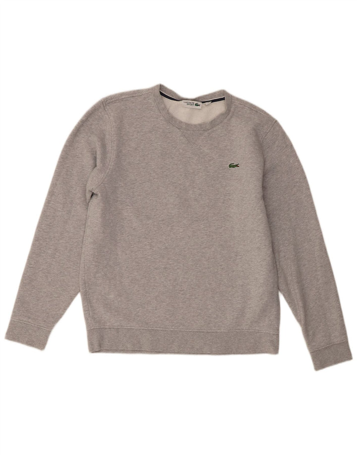 Felpa da uomo Lacoste maglione taglia 4 cotone chiazzato grigio medio