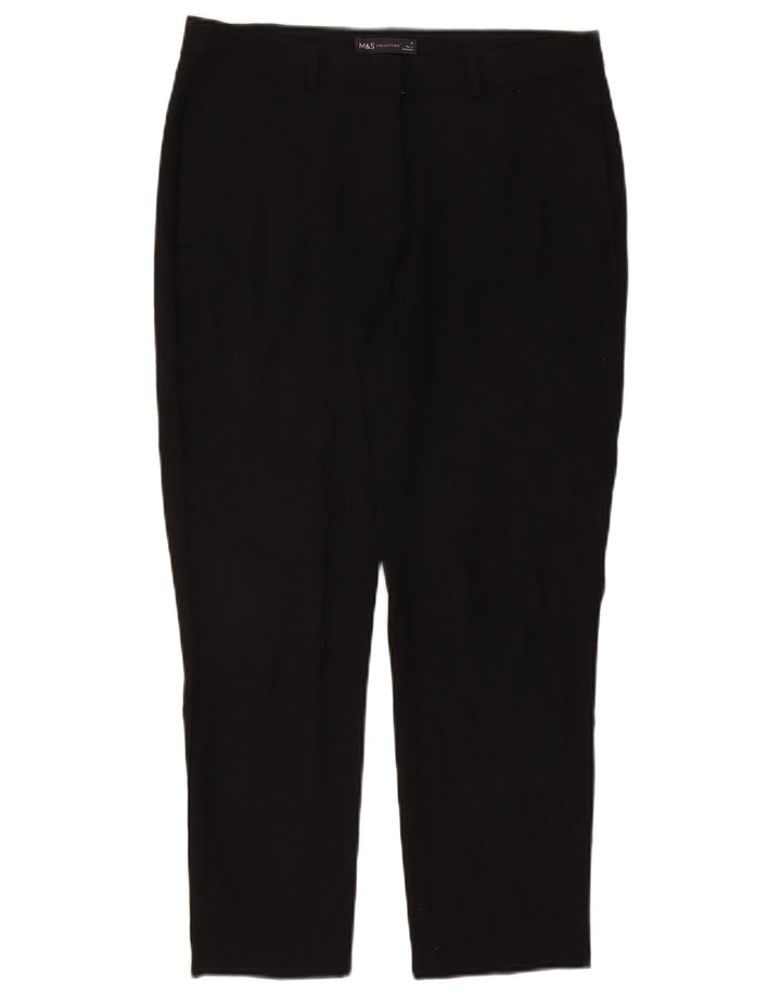 Pantaloni da abito corto da donna Marks & Spencer UK 12 medio W30 L25 nero