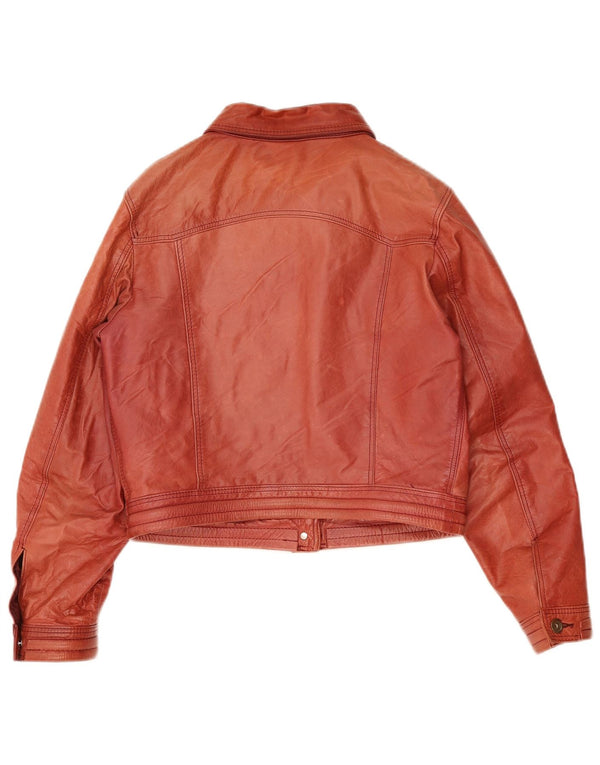 Giacca in pelle corta da donna vintage UK 12 in pelle rossa media
